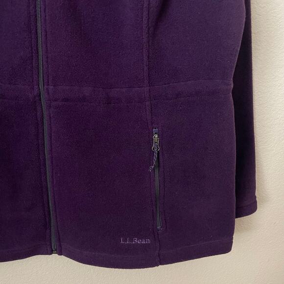 LL Bean Jacket Womens XL Purple Polartec Recycled Fleece Hooded Full Zip Pockets - Picture 7 of 13